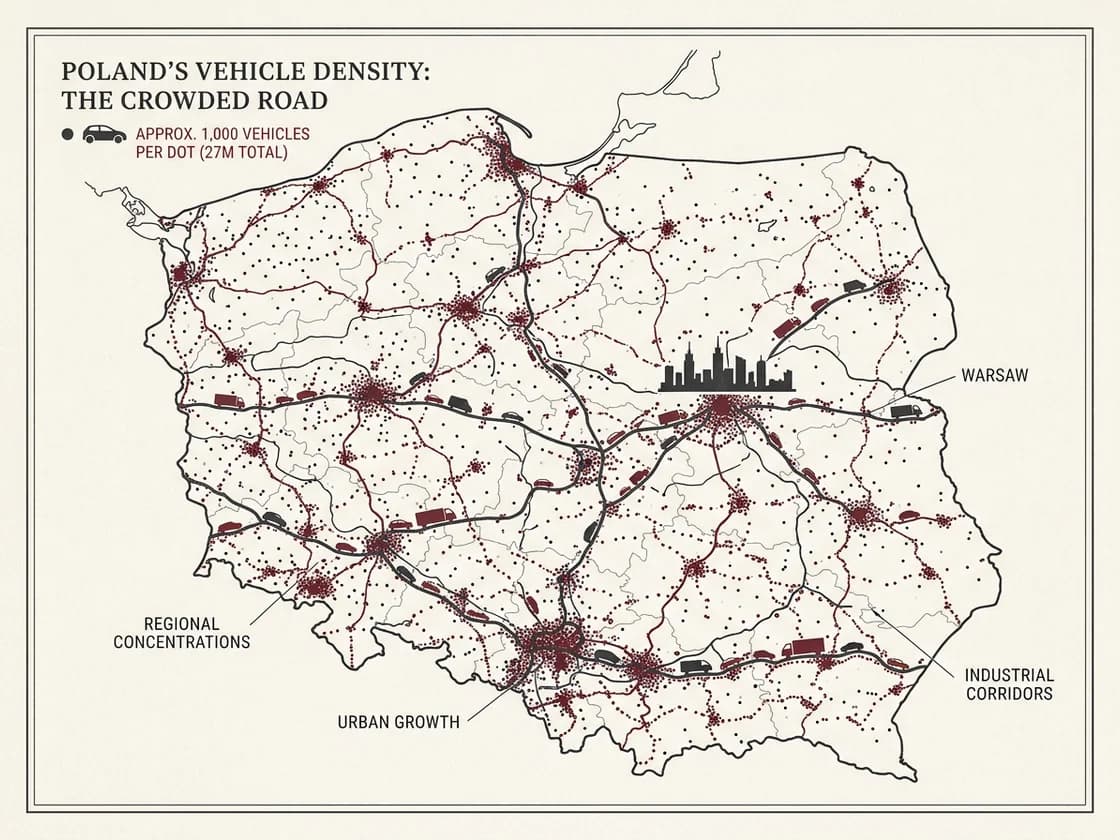 Polskie drogi 2022 — pełny obraz parku samochodowego według CEPiK